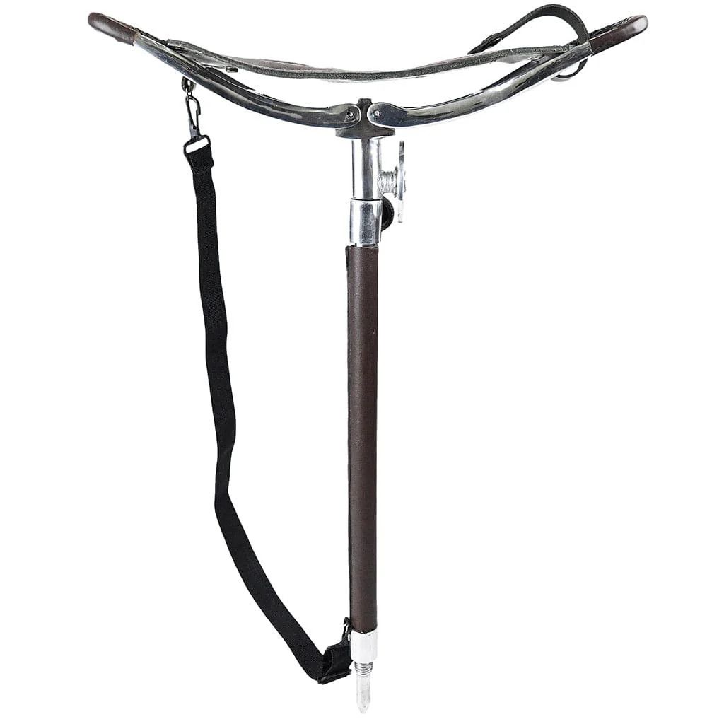 Leather × Other Walking Stick with Leather Seat Moon Coffee Brown Size 40 - 2 Thumbnail