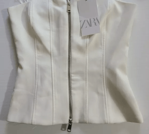 Zara ZIPPER BANDONE TOP Size L / US 10 / IT 46 - 2 Thumbnail