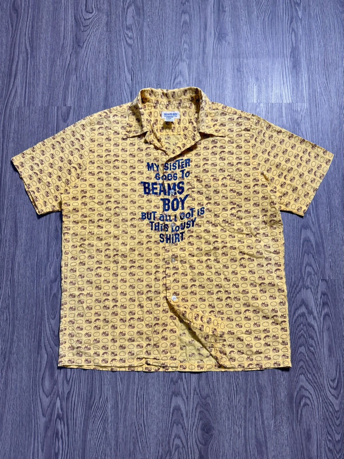 Japanese Brand Beams Boy Japan Print Bee Shirt Button Size US M / EU 48-50 / 2 - 2 Thumbnail