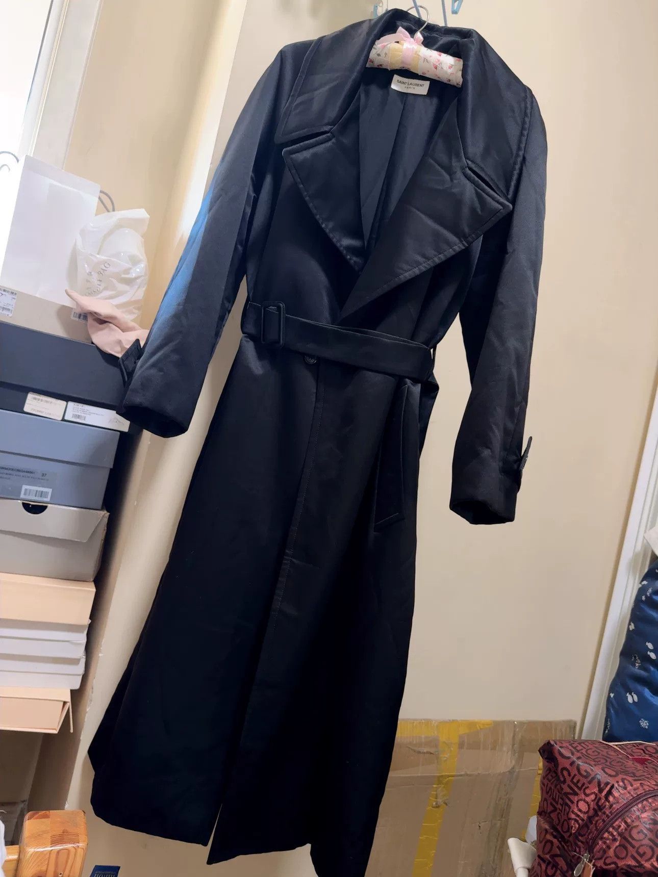 Saint Laurent Paris Saint Laurent Black Trench Coat Belted Size S / US 4 / IT 40 - 1 Thumbnail