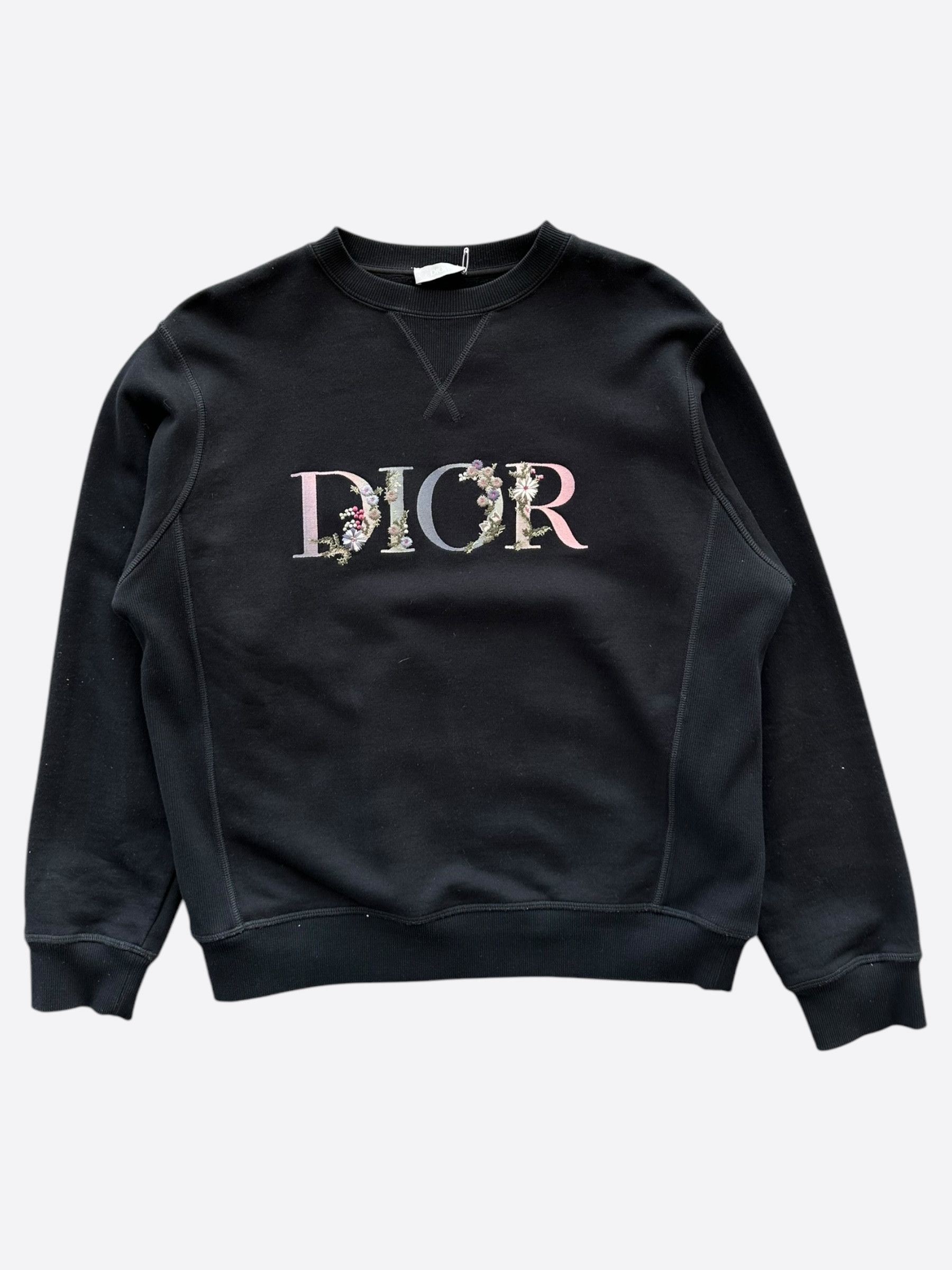 Dior Dior Black Multicolor Floral Embroidered Logo Sweater | Grailed
