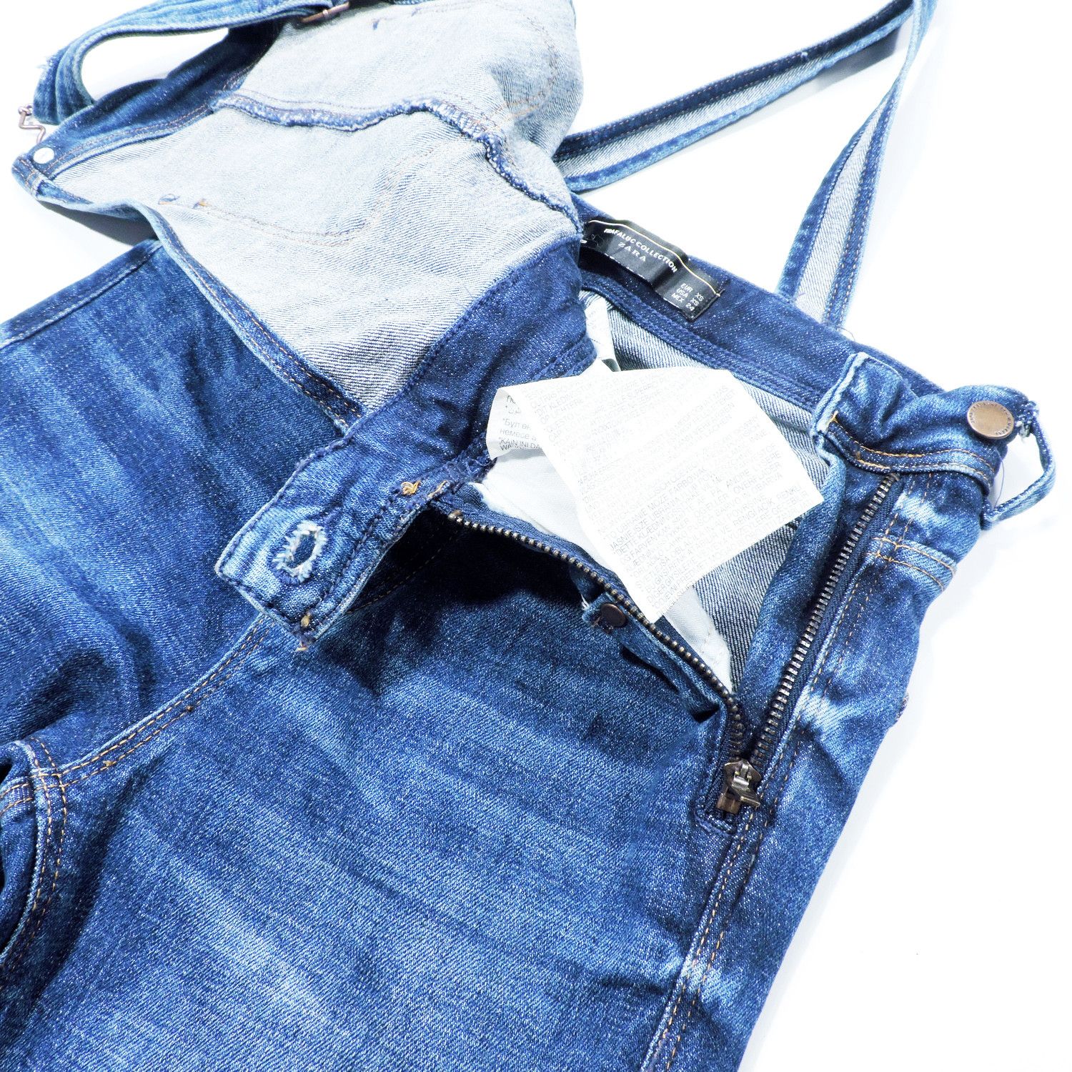 Zara ZARA TRAFALUC COLLECTION BIB OVERALLS DENIM LONG PANTS Size 24" / US 00 / IT 34 - 8 Thumbnail