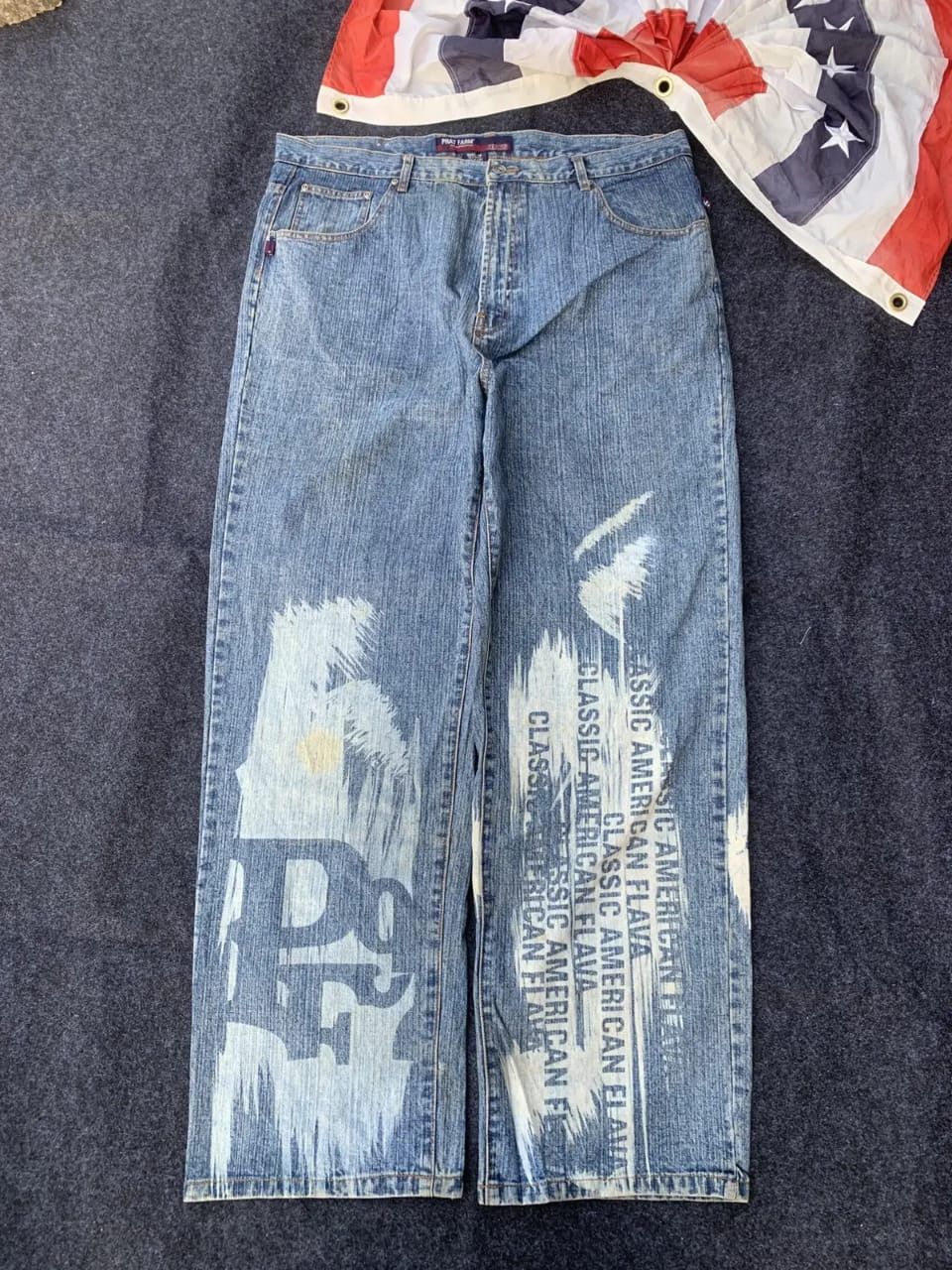 Phat Farm Phat Farm Baggy Denim Jeans Large Logo Paint Design Hip Hop. Size US 40 / EU 56 - 1 Thumbnail