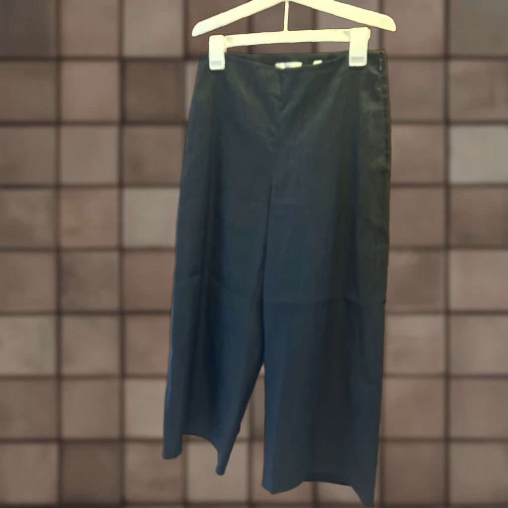 Vince Vince Womens Pants Black Linen Blend Cropped Wide-Leg 24" Inseam Size 2 Pockets Modern City Preppy Size 26" / US 2 / IT 38 - 1 Thumbnail