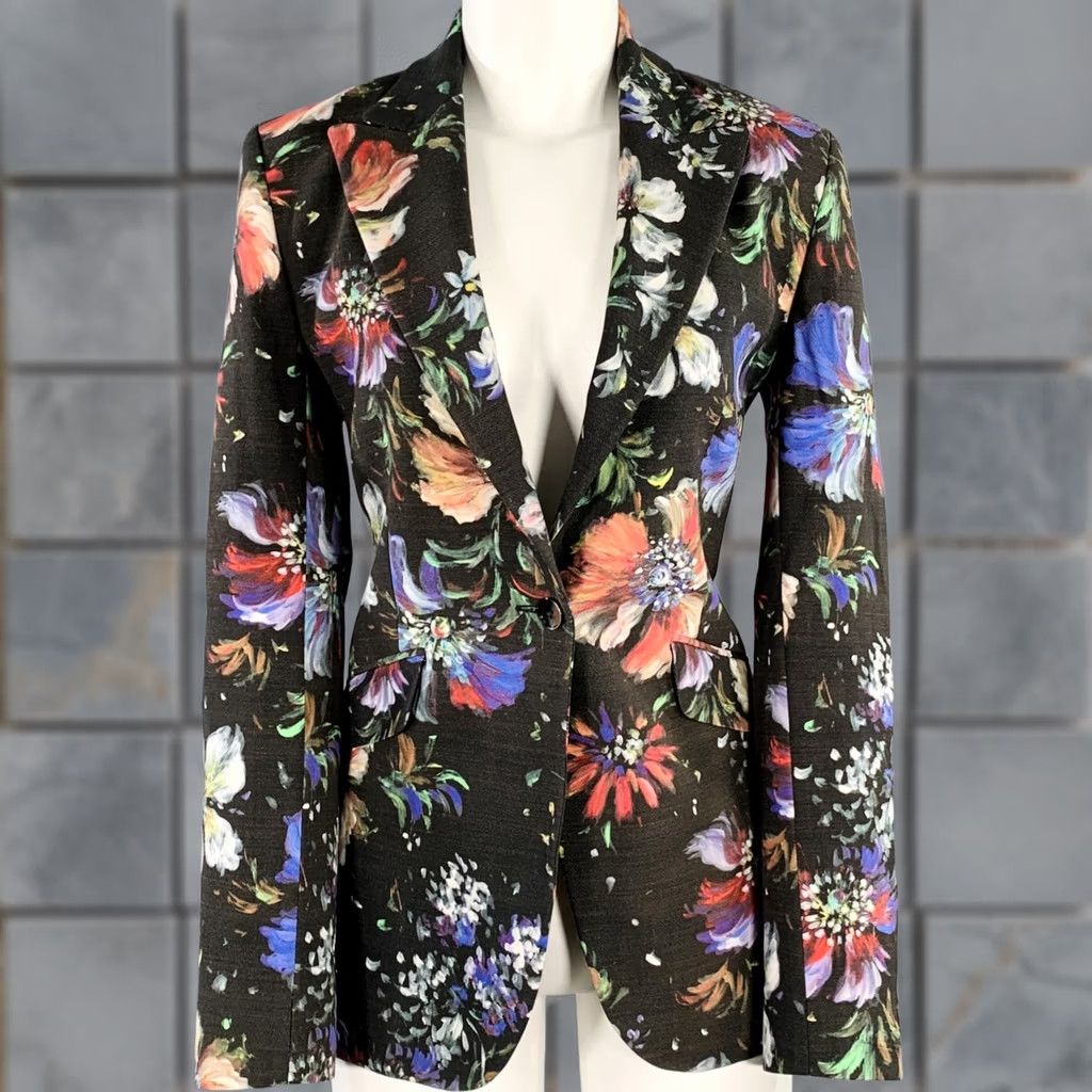 Robert Graham ROBERT GRAHAM Size 4 Black Multi Color Viscose Blend Blazer Women Size S / US 4 / IT 40 - 1 Thumbnail