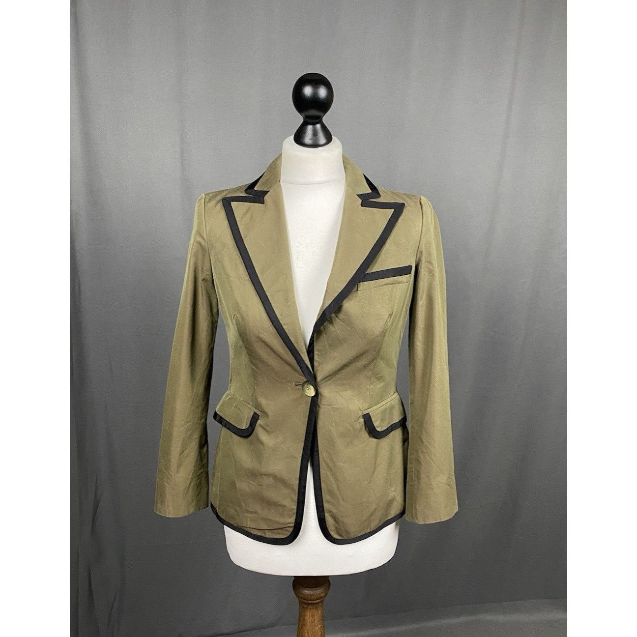 Etro Etro Contrast Stitch Women's Green 1-Button Blazer Jacket Si Size XS / US 0-2 / IT 36-38 - 1 Thumbnail