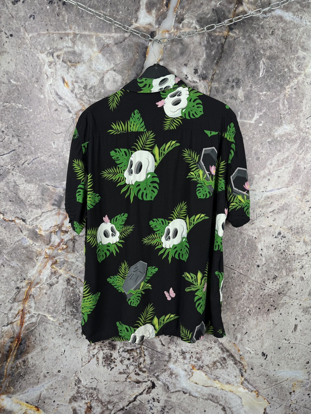 Other Cool Hawaiian Shirt Skull Tropical Button-Up Short Sleeve Size US XL / EU 56 / 4 - 11 Thumbnail