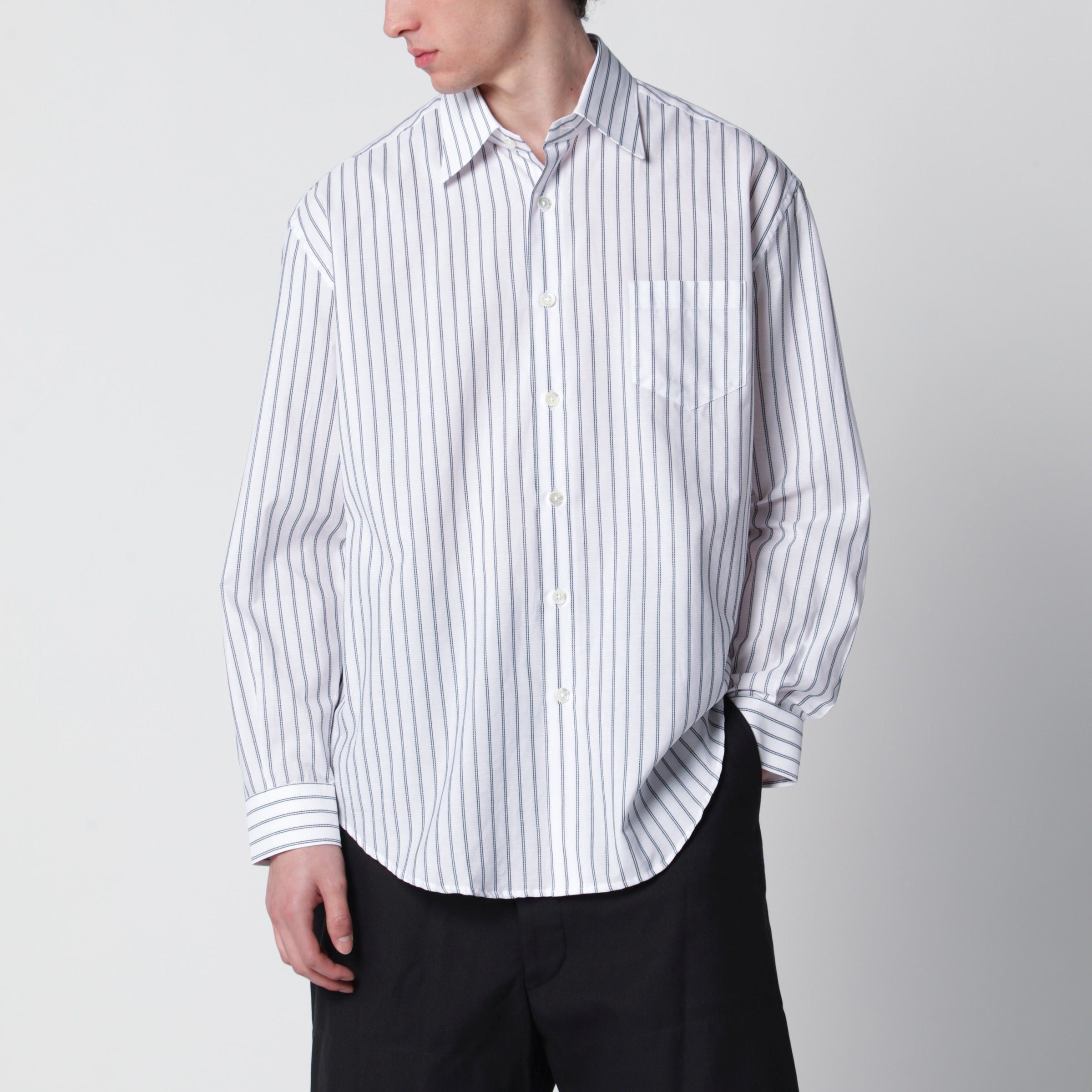 Namacheko Namacheko White Striped Cotton Shirt Size US S / EU 44-46 / 1 - 1 Thumbnail