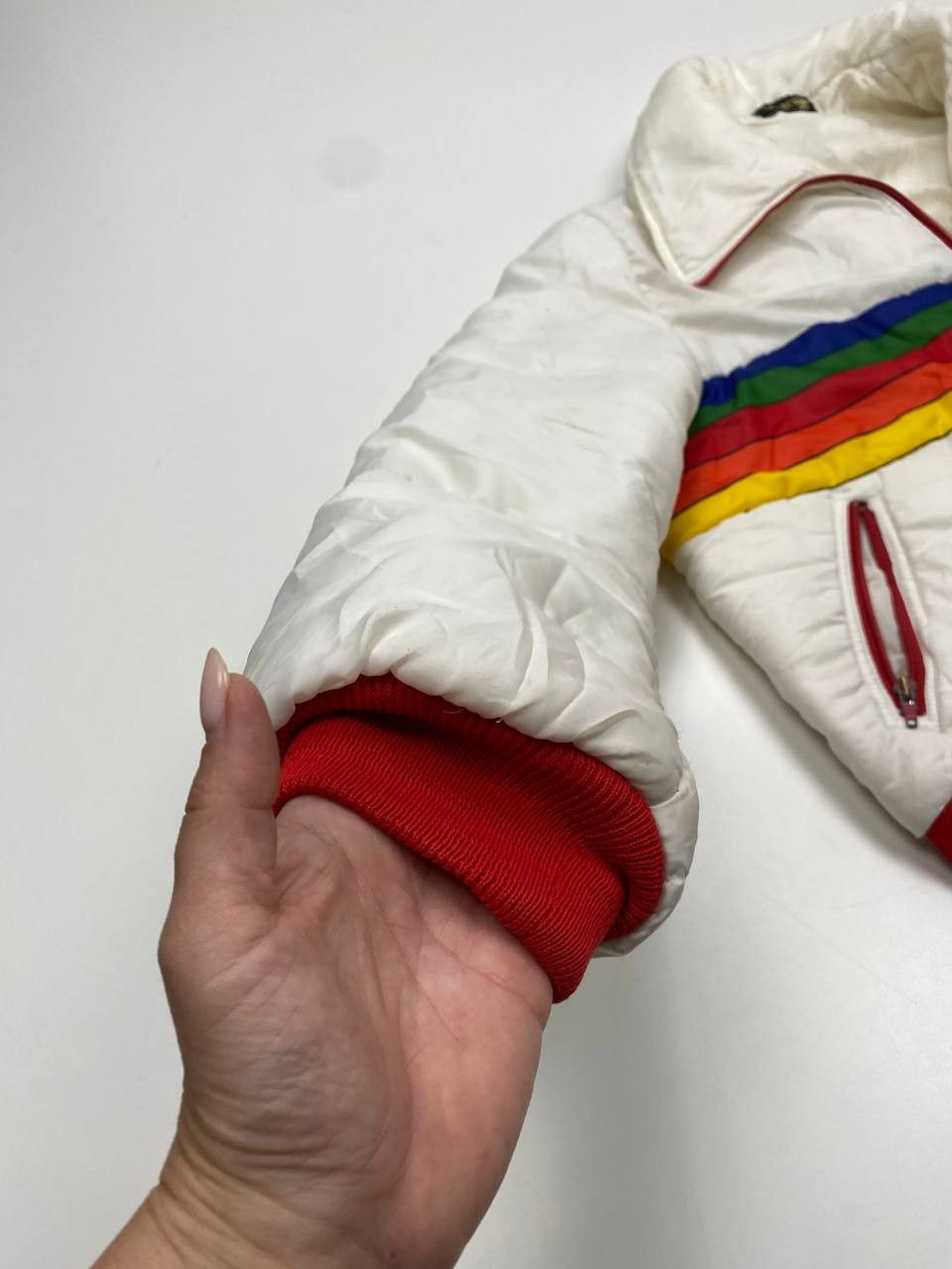 Wrangler Wrangler White Rainbow Vintage Puffer Jacket 80s Women S-M Size S / US 4 / IT 40 - 7 Thumbnail
