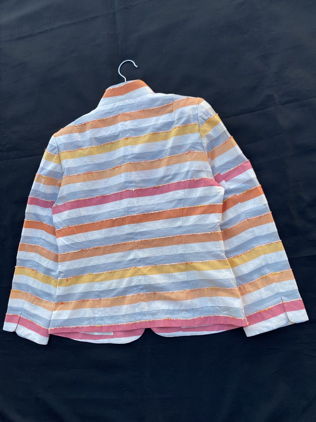 Japanese Brand Rare Vintage Stripes Raw Edge Design Women Blazer Size S / US 4 / IT 40 - 15 Thumbnail