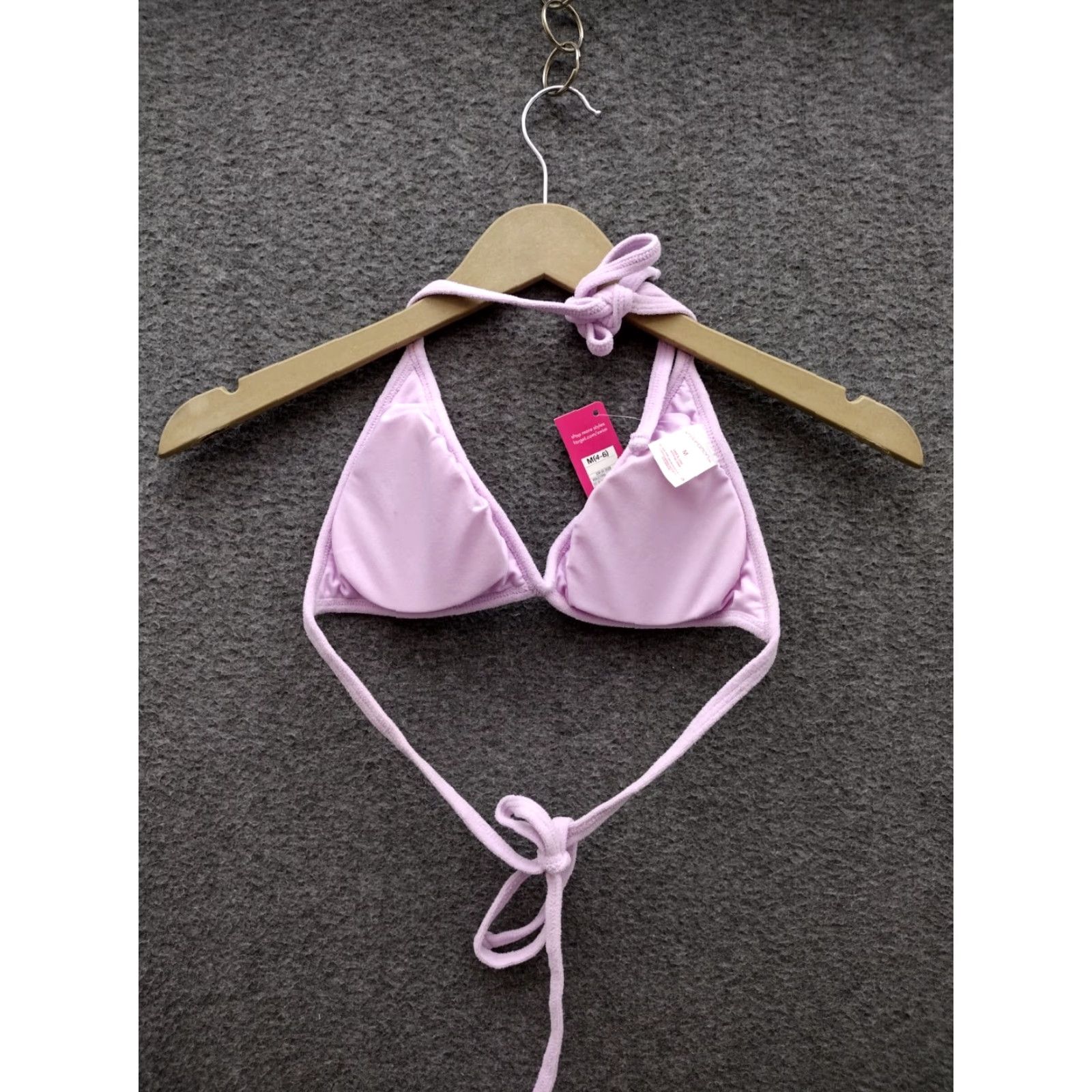 Vintage Xhilaration Bikini Top Juniors Women's Spaghetti String Violet M 4-6 Swim Top Size M / US 6-8 / IT 42-44 - 2 Thumbnail