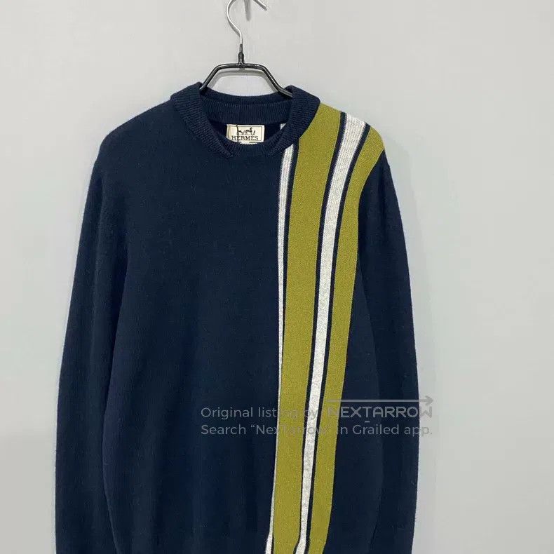 Hermes Hermes Dark Blue Double-layer Ribbed Collar Cashmere Sweat Size S / US 4 / IT 40 - 2 Thumbnail