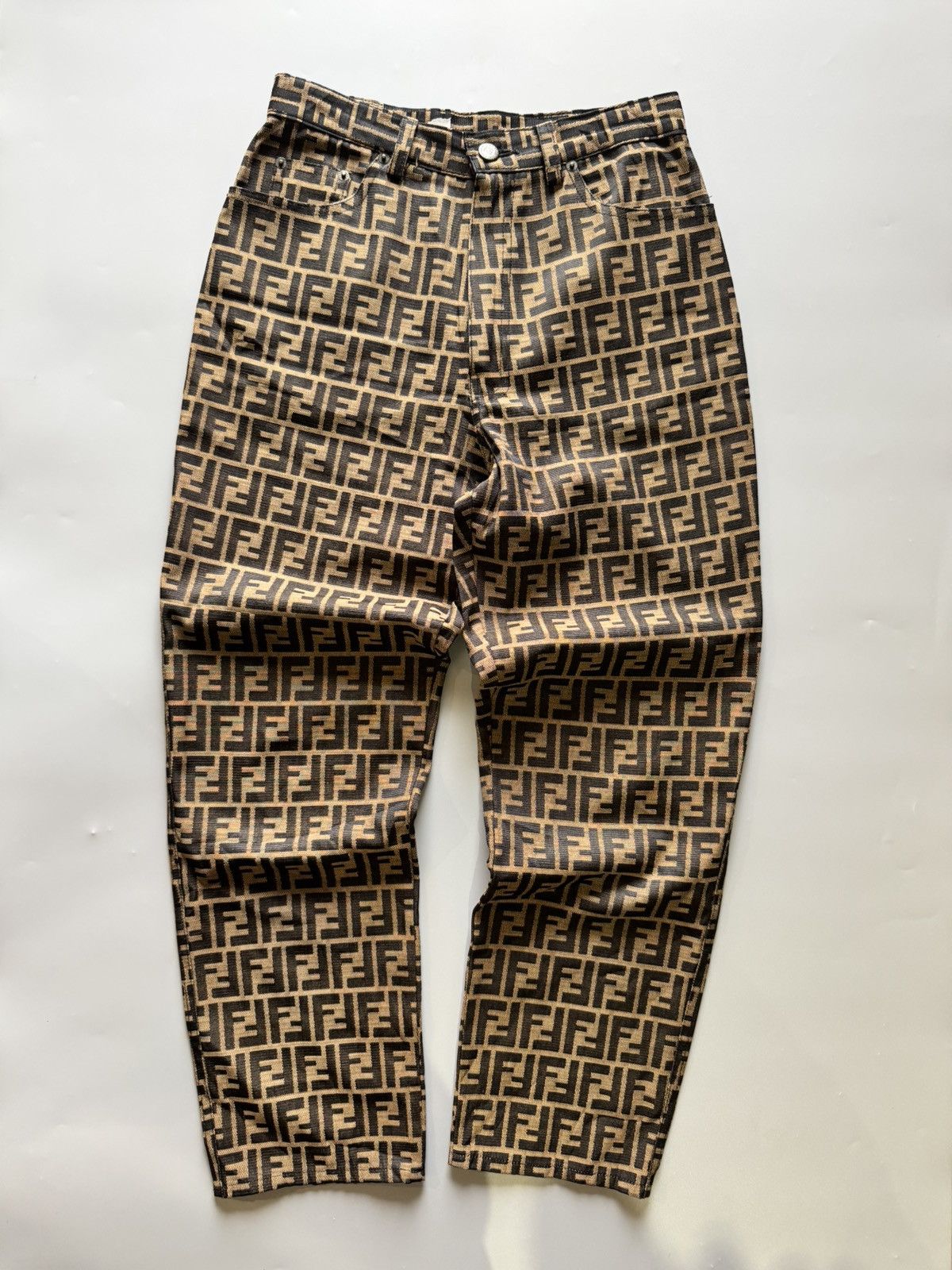 Fendi Vintage 1990s Fendi 'FF' Monogram Pants Size 34" / US 12 / IT 48 - 1 Thumbnail