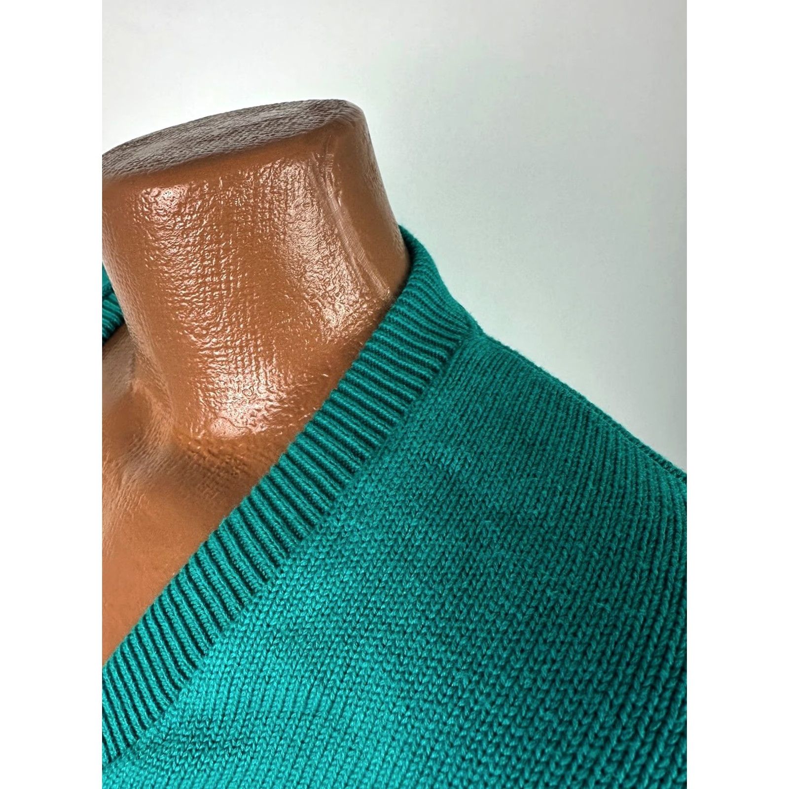 Vintage VINTAGE Vantage Teal Green Cotton Pullover Sweater - Mens XL, Long Sleeve, Knit, V-Neck, 80s Preppy Dad Grunge Retro Size US XL / EU 56 / 4 - 6 Thumbnail