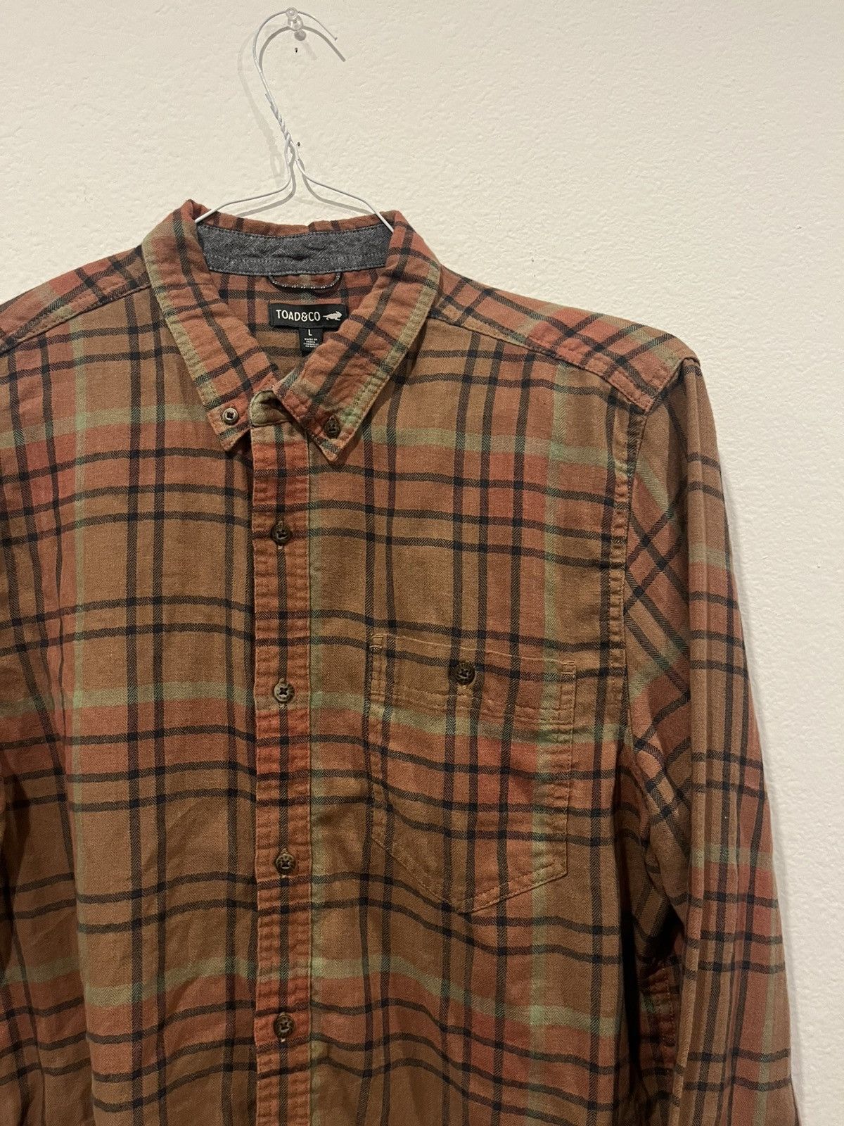 Toad&Co Toad & Co Men’s Large Tan Green Plaid Organic Cotton Blend Size US L / EU 52-54 / 3 - 3 Thumbnail