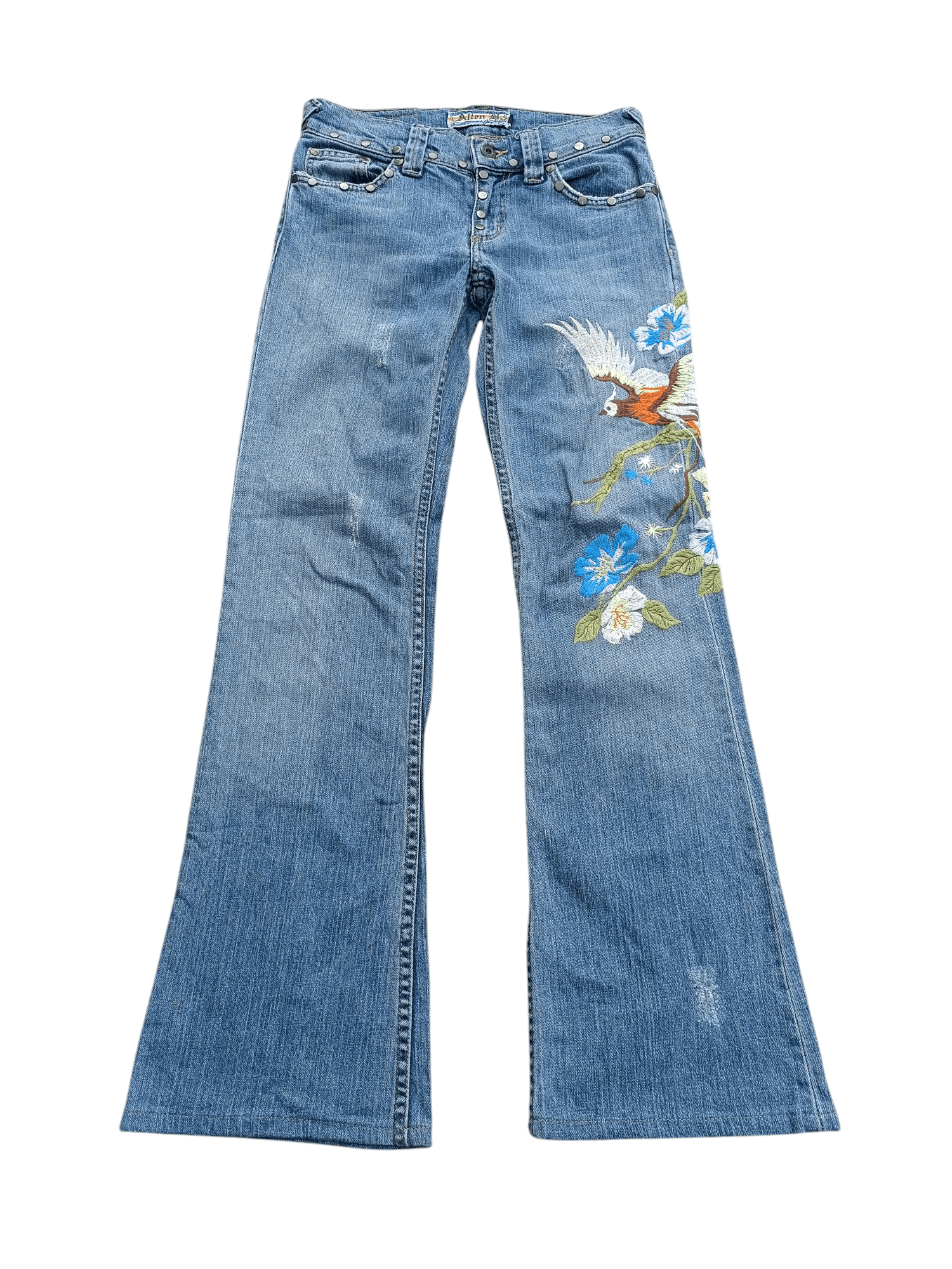 Other FLARED Allen B. Distresed Embroidered Rare Design Jeans E233 Size 26" / US 2 / IT 38 - 4 Thumbnail