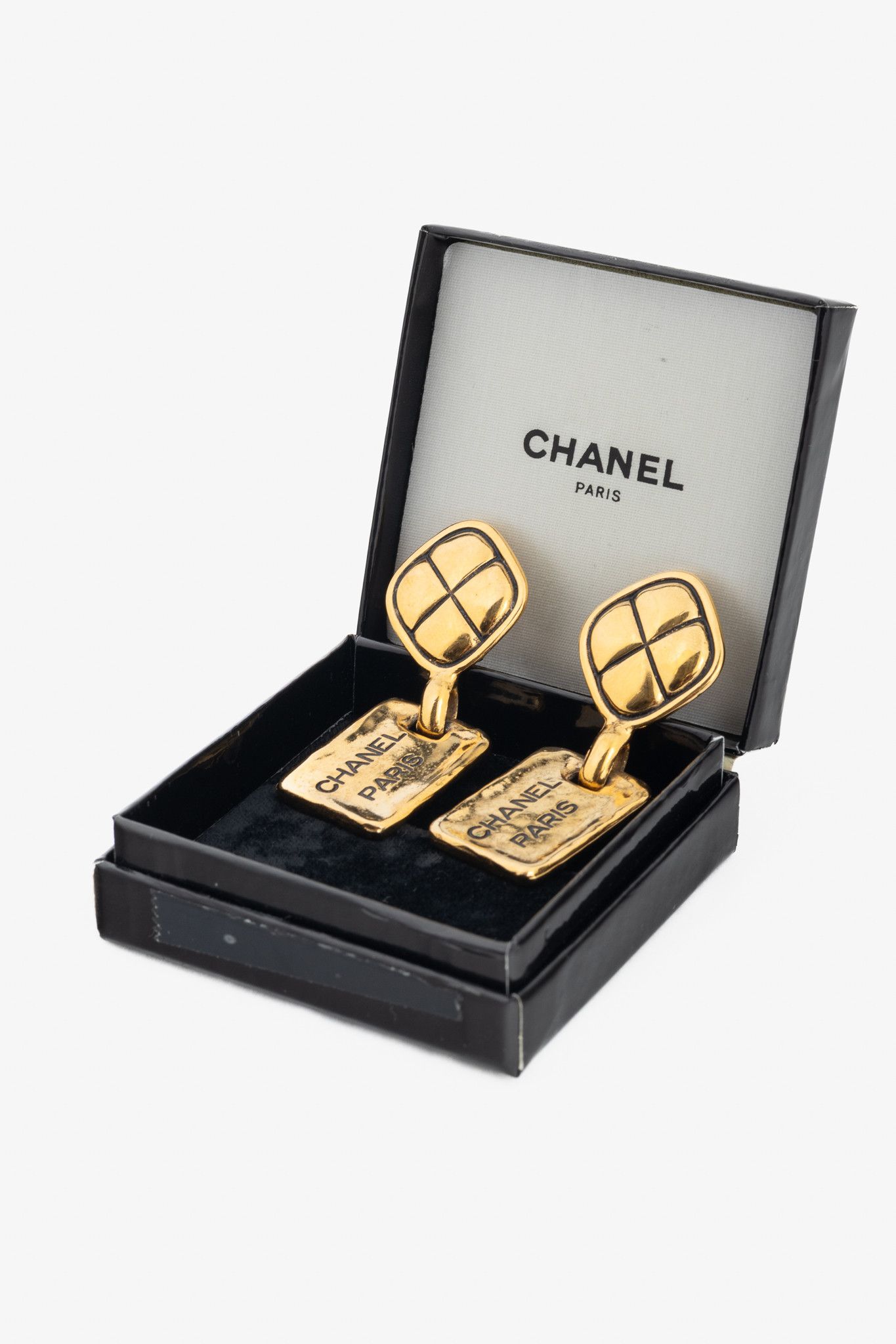 Chanel Chanel 24k-Gold Plated Quilted Clip-On Drop Earrings Size ONE SIZE - 5 Thumbnail