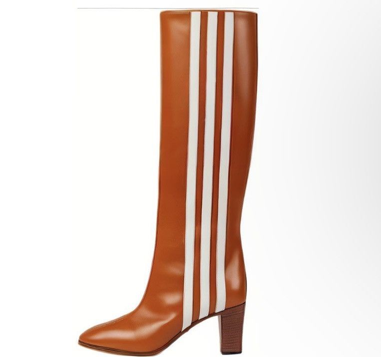 Gucci Gucci x Adidas Knee High Stripe Leather Boots Cognac size 37 Size US 7 / IT 37 - 3 Thumbnail