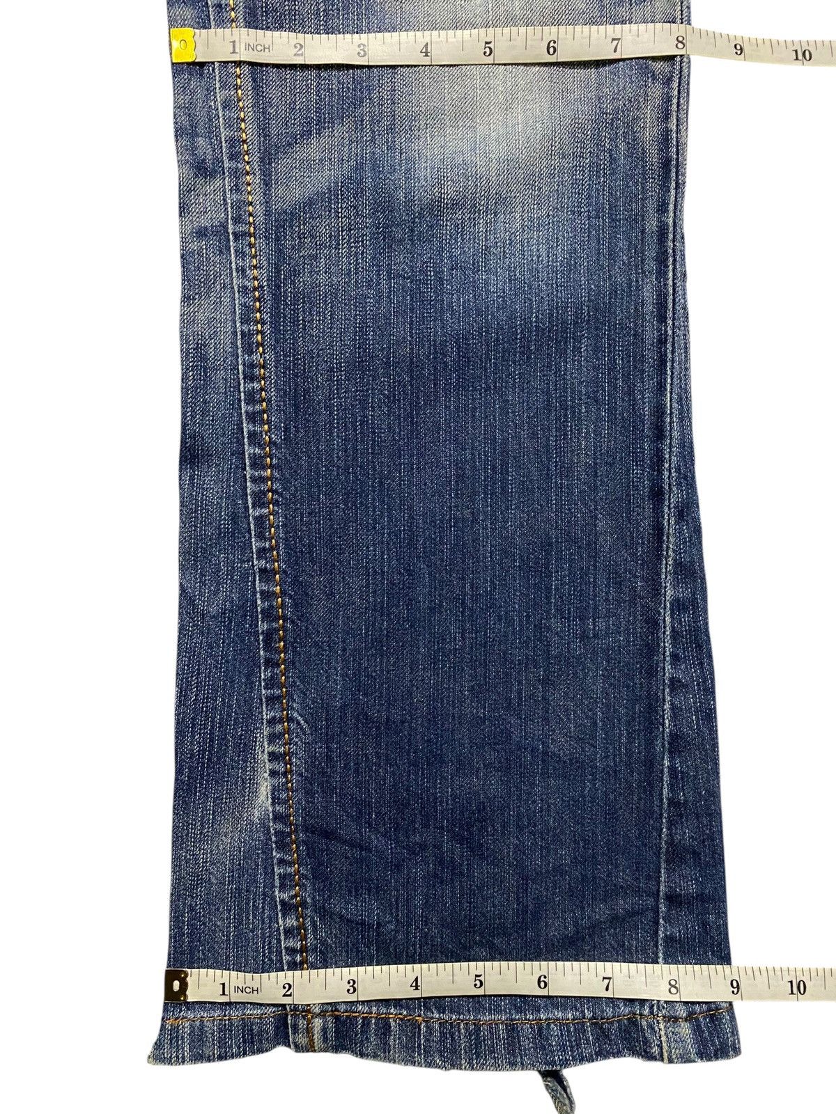 Japanese Brand Vintage Edwin 431 XVS Blue Wash Distressed Flare Jeans Size US 31 - 21 Thumbnail