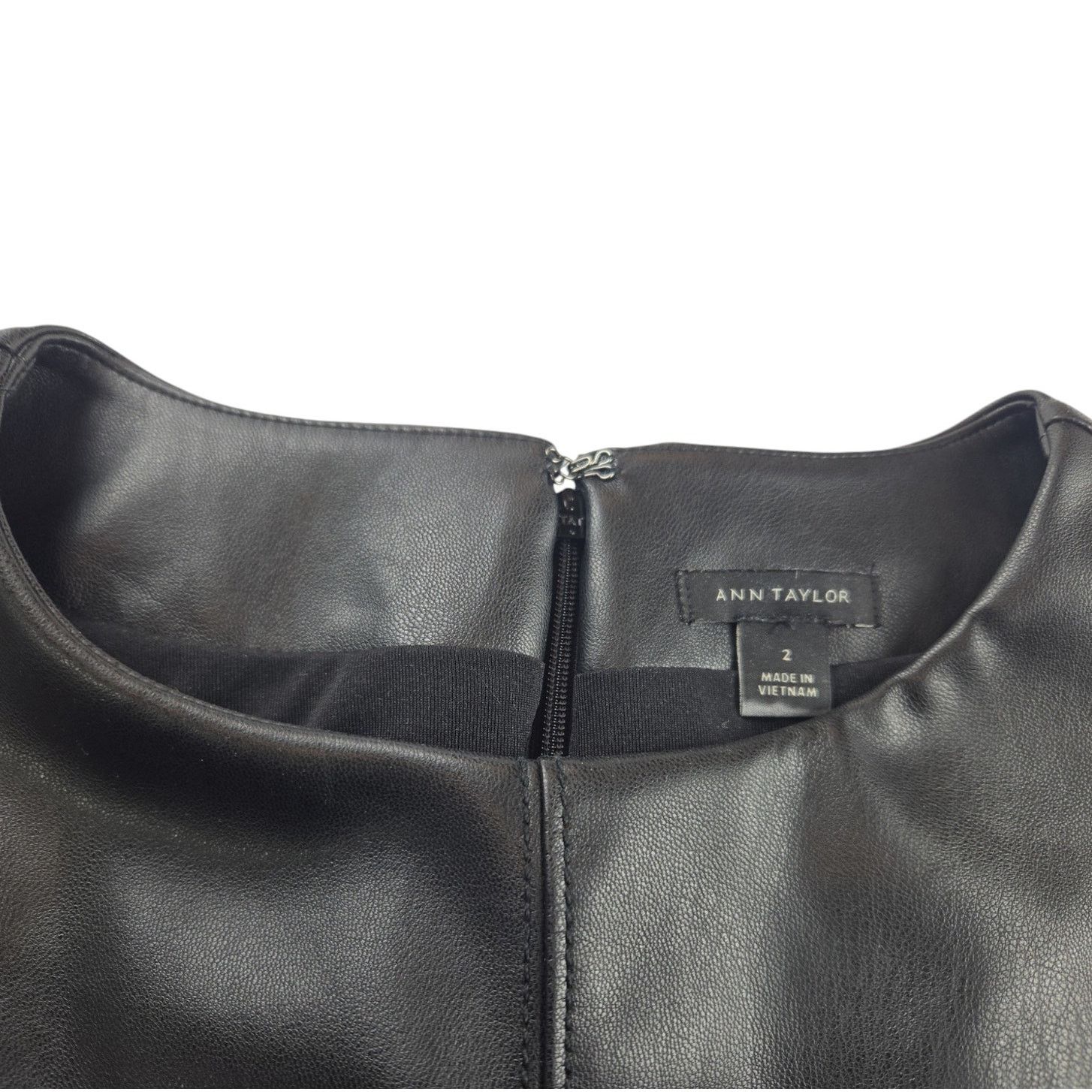 Ann Taylor Ann Taylor| Black, Faux Leather, Dress | Size 2 Size XS / US 0-2 / IT 36-38 - 2 Thumbnail