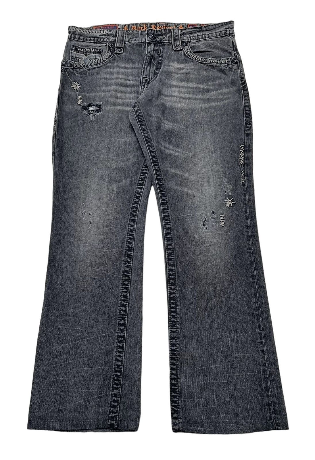 image of Vintage Brand Rock Revival Flared Jeans 2000S in Denim, Men's (Size 35)