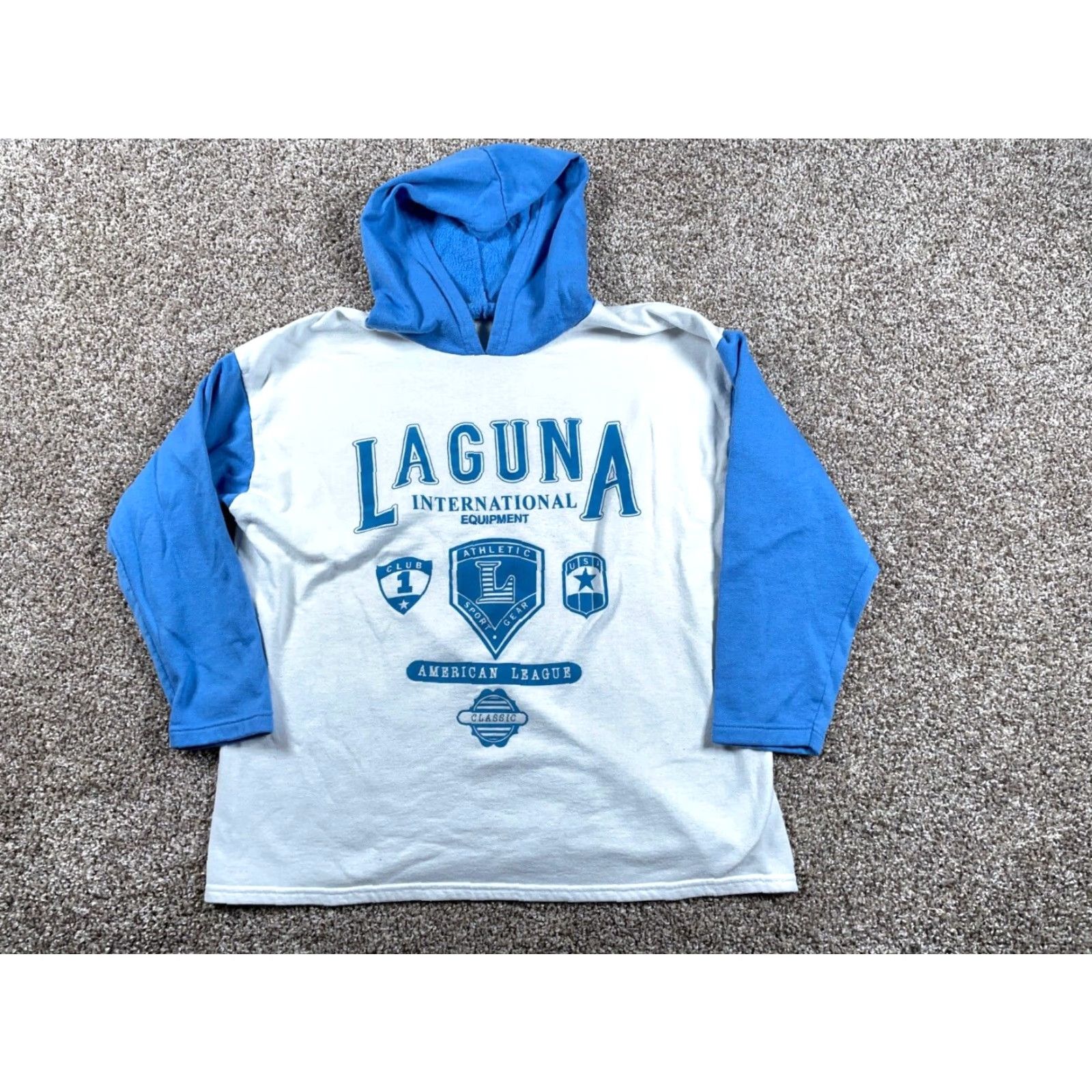 Vintage Vintage VTG 90s Laguna International Equipment Hoodie Adult Large White Blue Sweatshirt Size US L / EU 52-54 / 3 - 2 Thumbnail