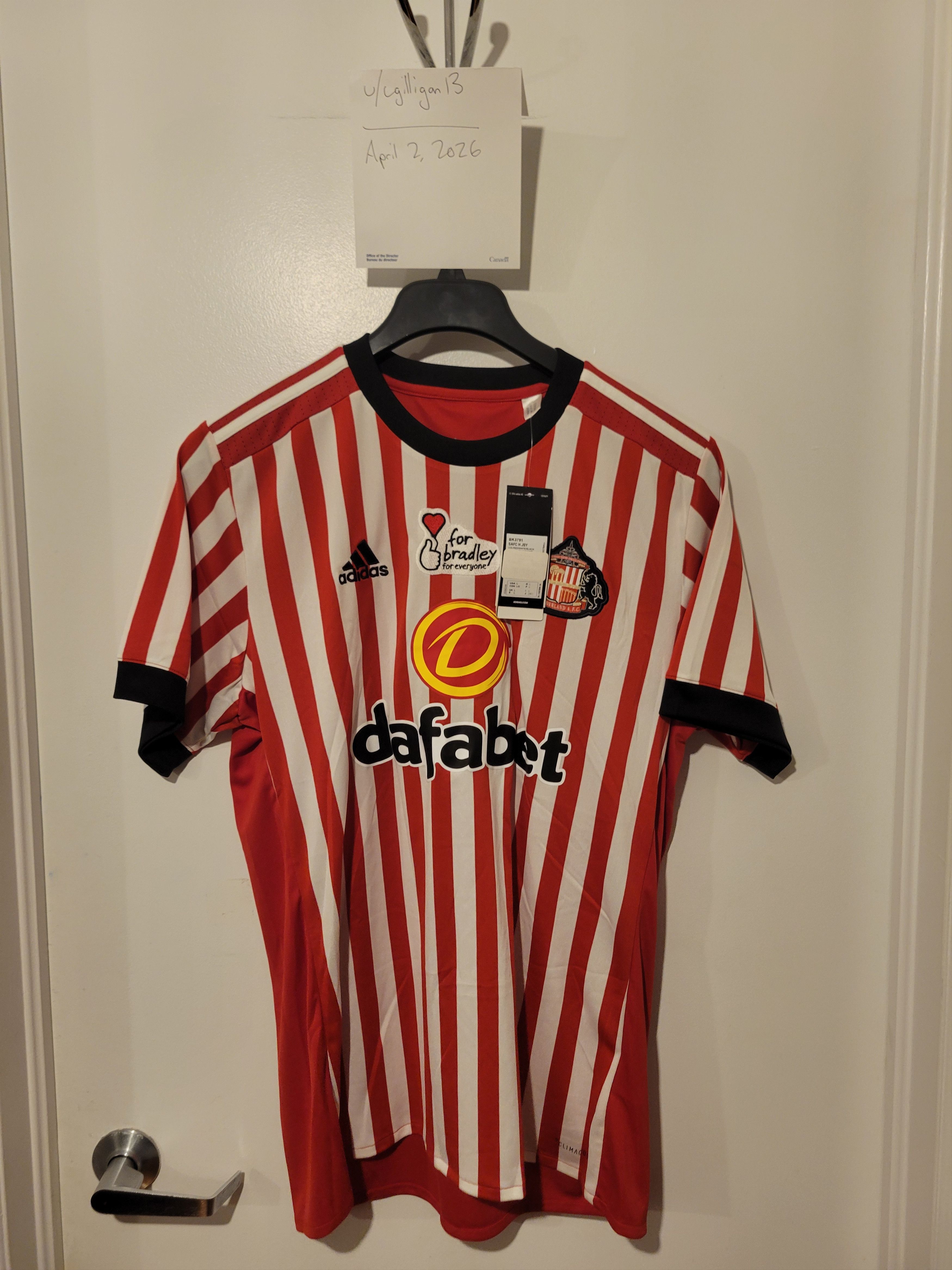 Adidas Sunderland AFC 2017-2018 Home with For Bradley patch BNWT Size US L / EU 52-54 / 3 - 1 Thumbnail