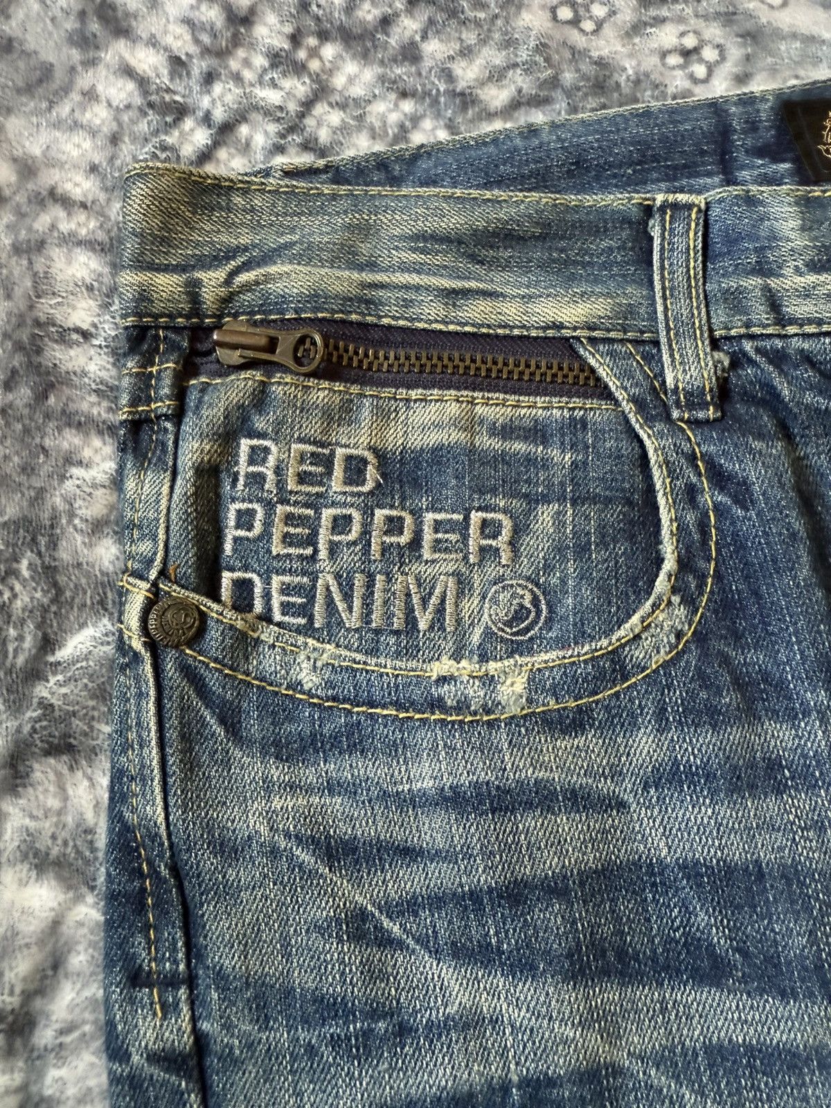 If Six Was Nine Red Peper Japan Faded Wrinkle Wash Flared Wide Leg Jeans Size US 36 / EU 52 - 19 Thumbnail