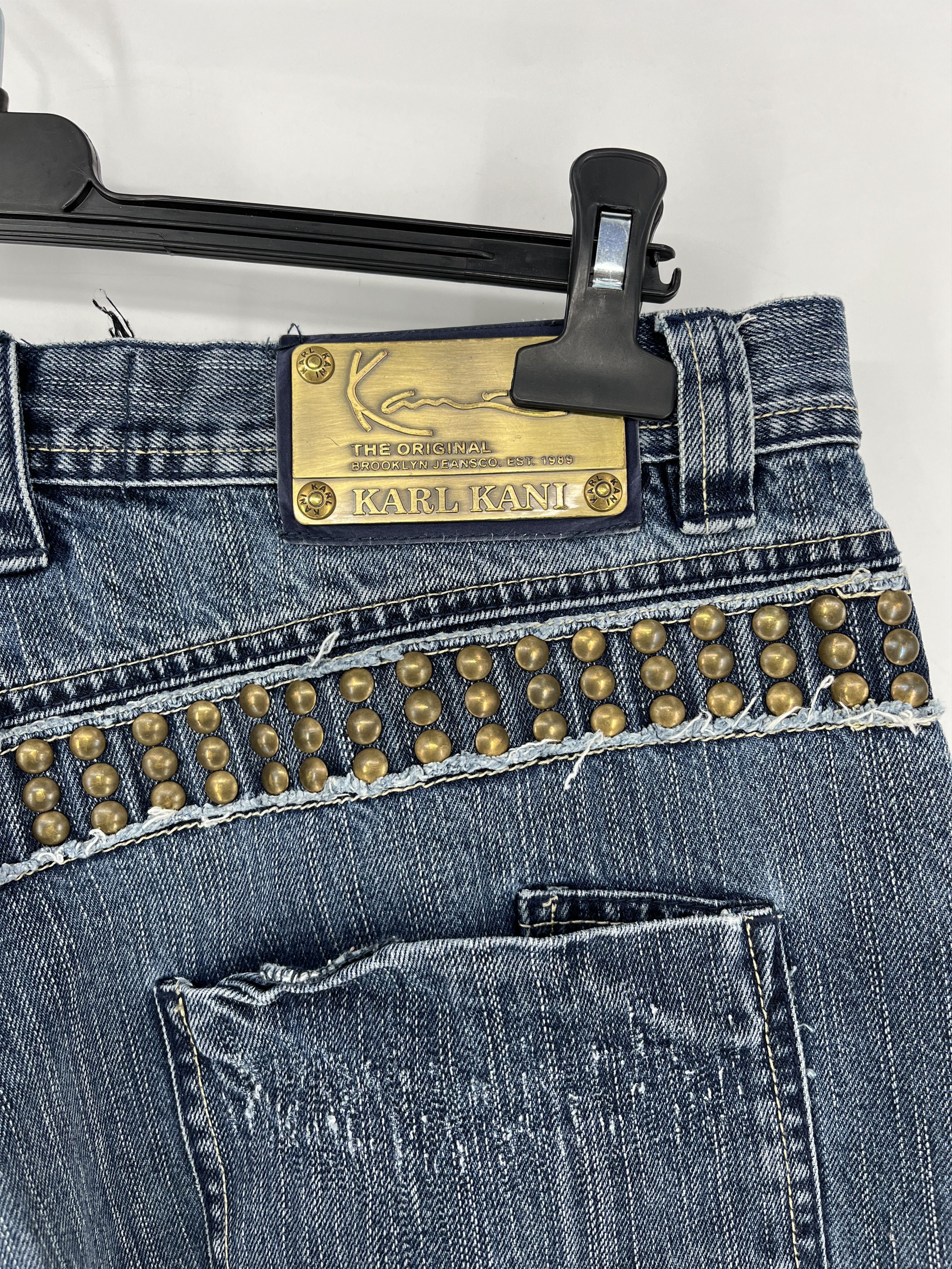 Japanese Brand Vintage Karl Kani Baggy Rap Jeans Rivet Stud Big Logo Size34 Size US 34 / EU 50 - 10 Thumbnail
