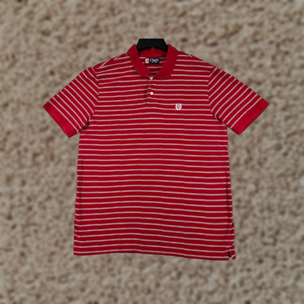 Chaps Chaps Polo Shirt Men’s Large Red White Striped 100% Cotton Polo Shirt Golf Classic Size US L / EU 52-54 / 3 - 1 Thumbnail