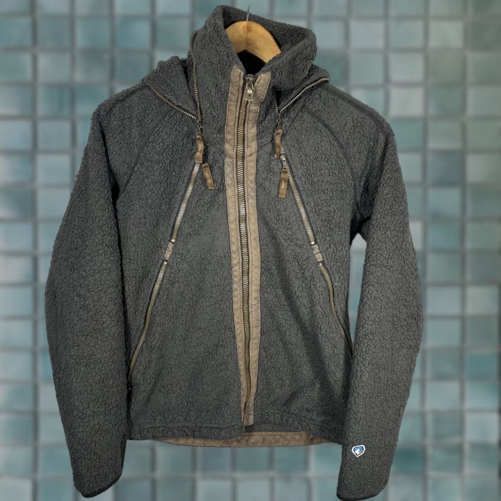Vintage Kuhl Flight Jacket Womens Small Black Fleece Hooded Full Zip Thumbholes Size S / US 4 / IT 40 - 1 Thumbnail