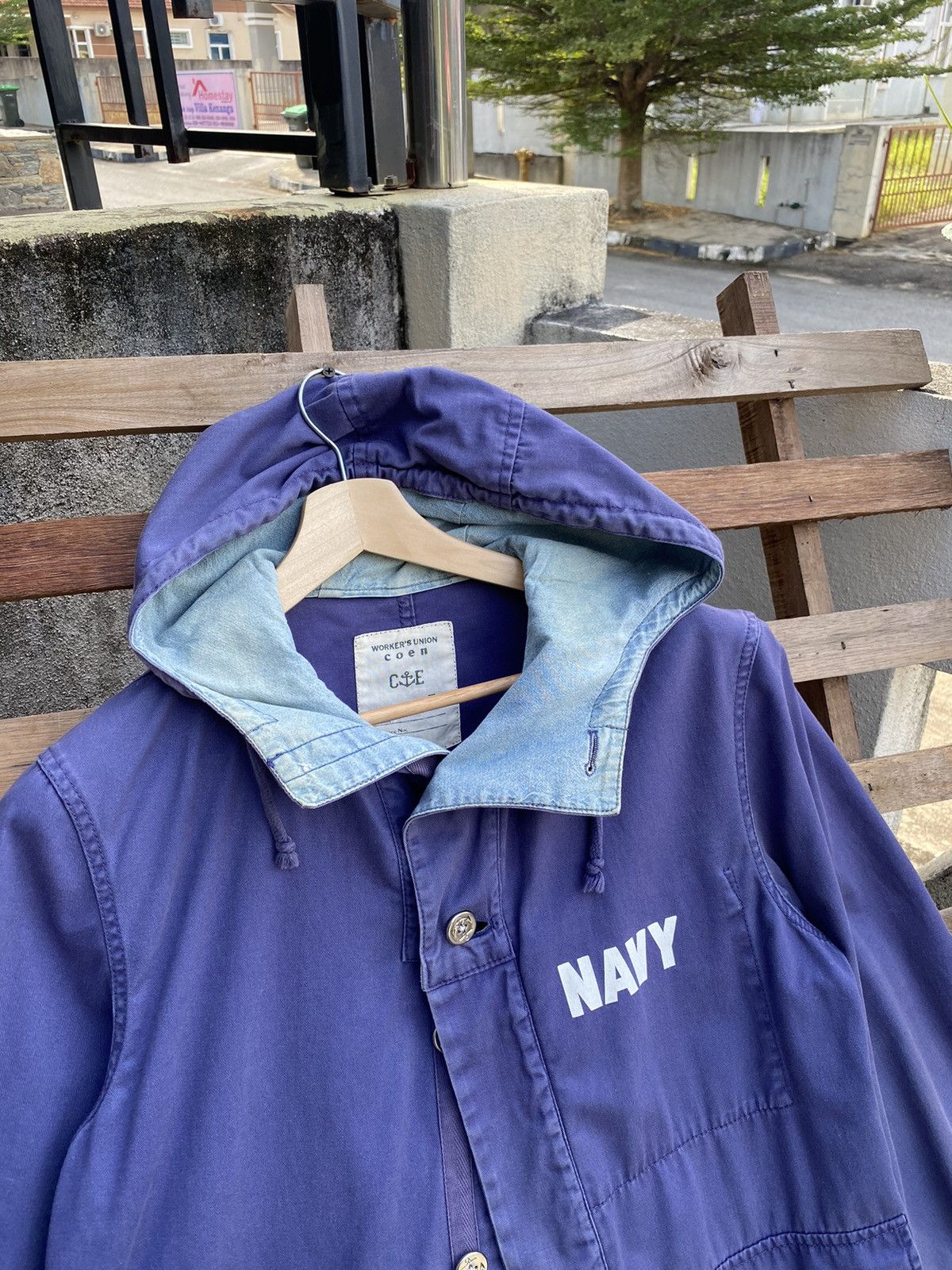 Vintage Vintage Sunfaded Coen Navy Button Jacket Size US L / EU 52-54 / 3 - 4 Thumbnail