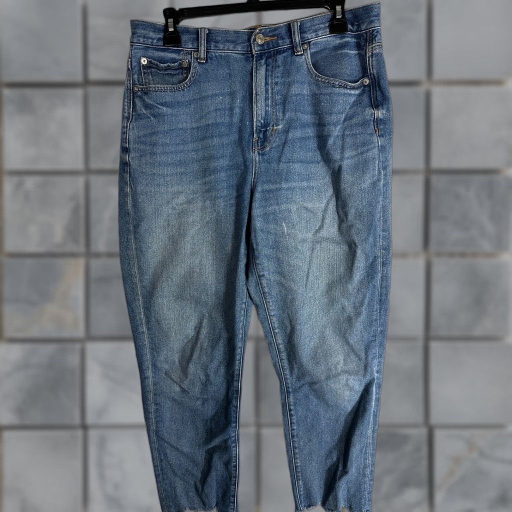 American Eagle Outfitters VINTAGE American Eagle Outfitters Mom Jeans Womens Size 12 Blue High Rise Denim Cotton PILLING 5-Pocket Y2K 90s Retro Womens Jeans Mitt Size 24" / US 00 / IT 34 - 1 Thumbnail