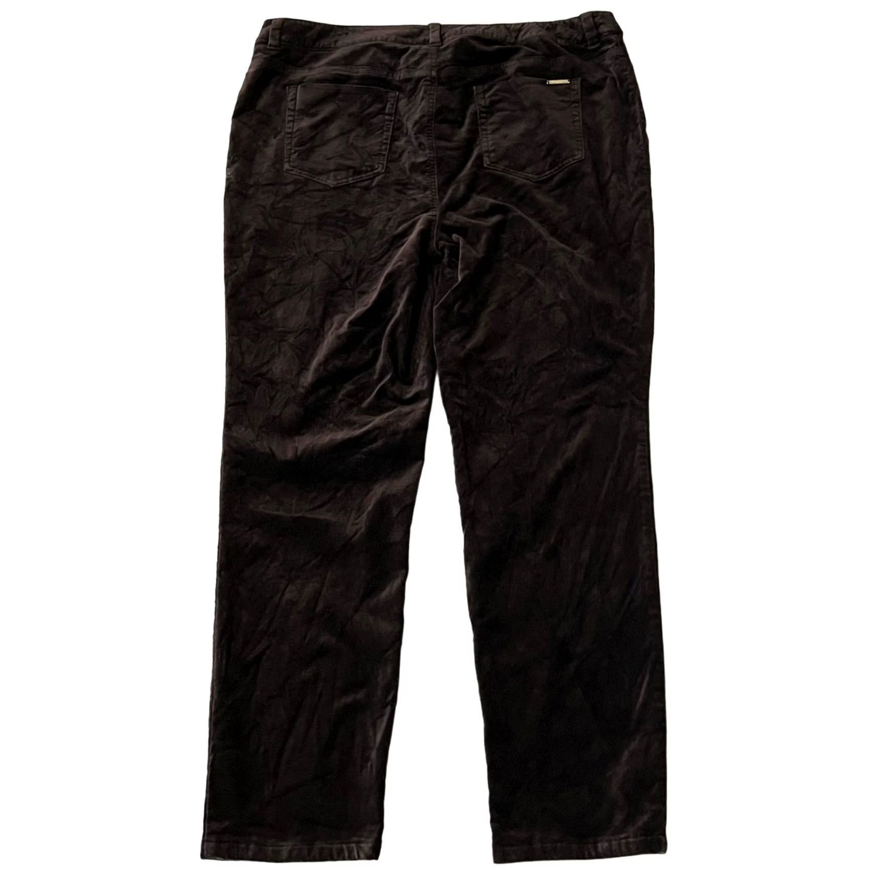 Vintage Chico’s Black Label Velvet Pants Straight Leg XS XL Women Pockets Brown Zipper Size 40" / US 18 - 3 Thumbnail