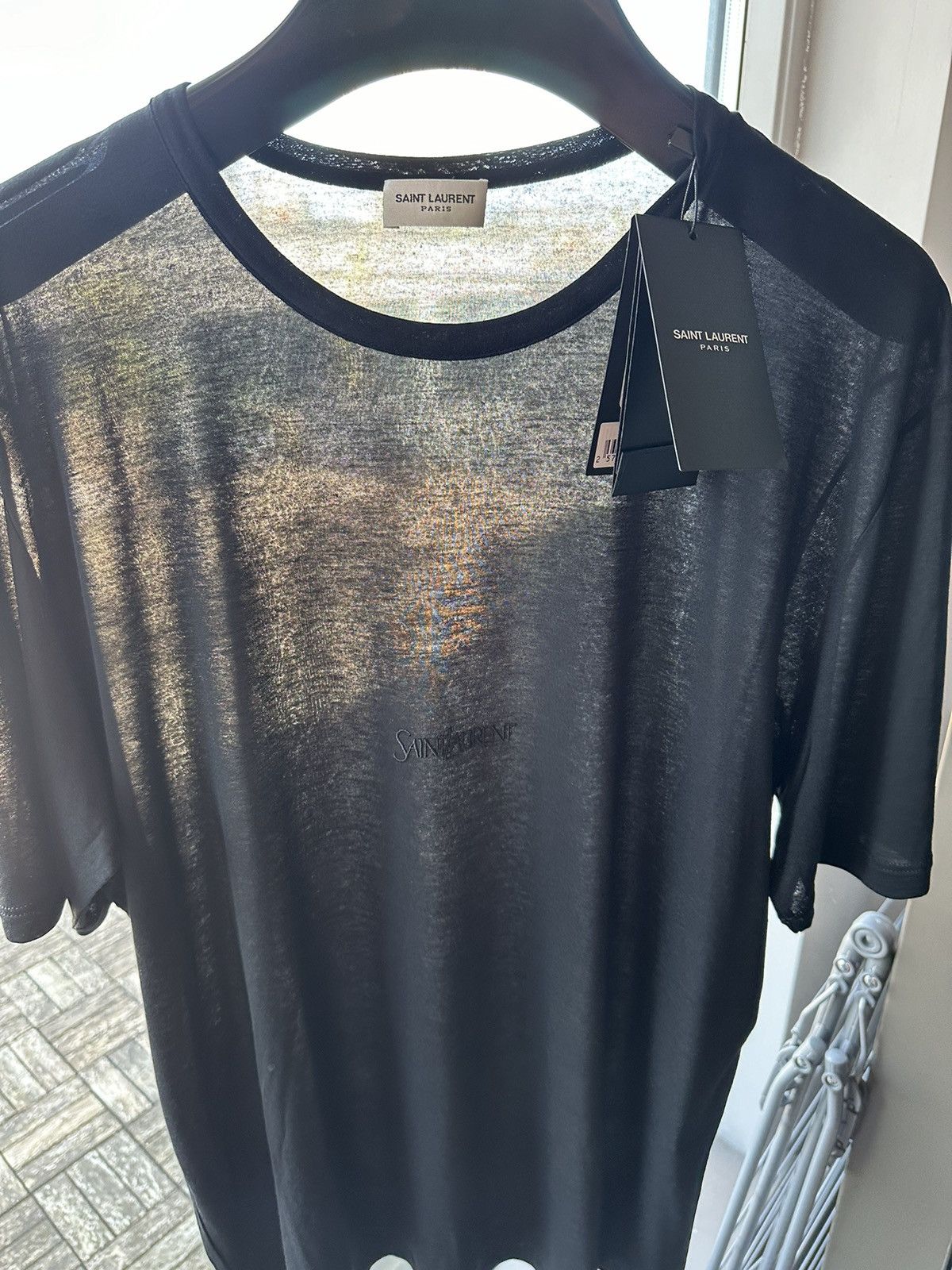 Saint Laurent Paris $620 FW23 Saint Laurent black logo viscose t shirt BNWT M Size US M / EU 48-50 / 2 - 17 Thumbnail