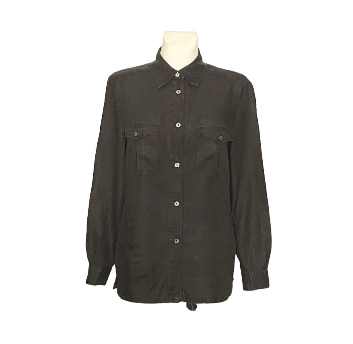 Max Mara Vintage Black Button Up Shirt Basic Elegant Max Mara Linen Size M / US 6-8 / IT 42-44 - 2 Thumbnail