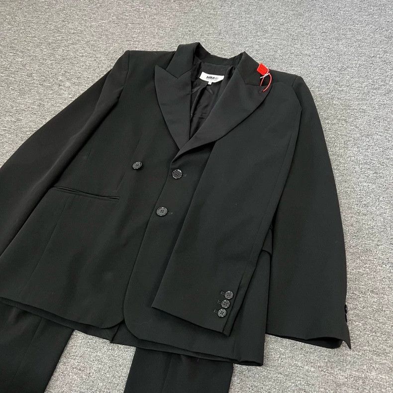 Maison Margiela Maison Margiela Deconstructed Black Suit Jacket with Leathe Size S / US 4 / IT 40 - 3 Thumbnail