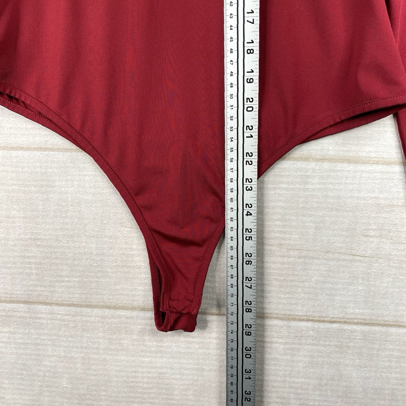 Vintage Daisy Long Sleeve Bodysuit Burgundy Red Slimming Knit 2X Daisy Women+ 2X Red Shop Bodysuit Slimming Top Size XXL / US 16-18 / IT 52-54 - 3 Thumbnail