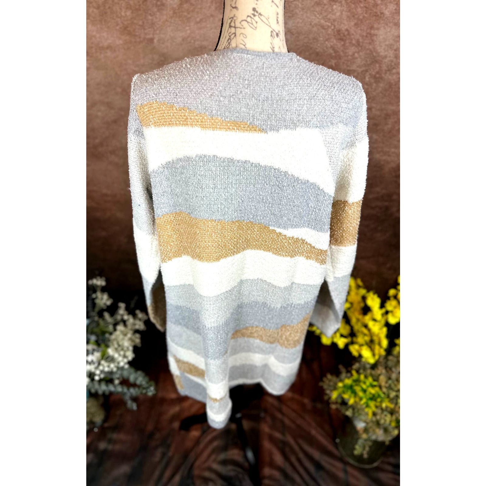 Other Fortune & Ivy Layla Open Cardigan Cream Tan Grey size L Size L / US 10 / IT 46 - 10 Thumbnail