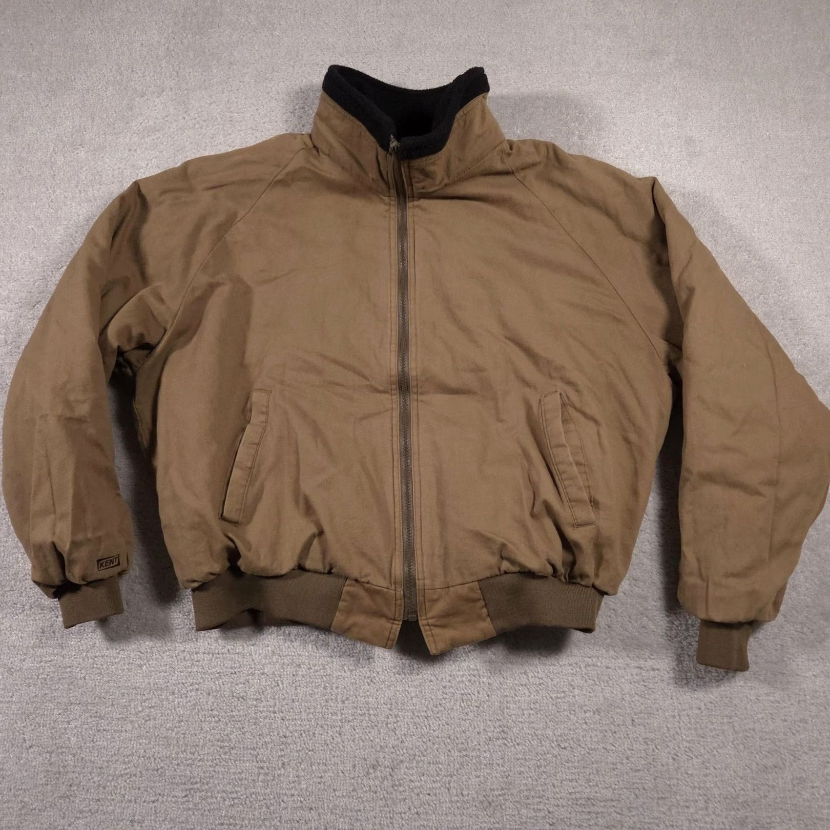 Vintage Kent Jacket Mens XL Brown Workwear Canvas Sherpa Lined Made USA Winter Bomber Jacket with Logo Zipper Pockets Worn Size US XL / EU 56 / 4 - 2 Thumbnail