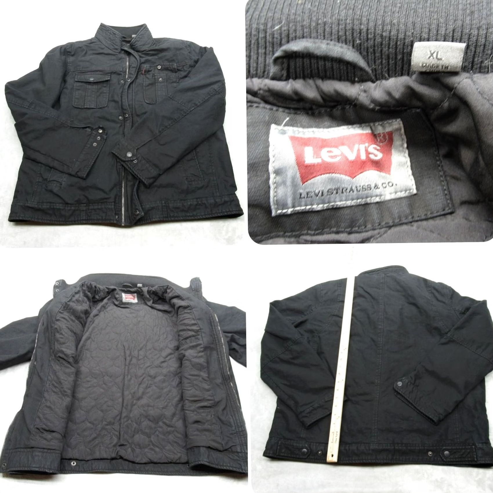 Levi's Levi's Jacket Men XL Black Canvas Pockets Full Zip Lined Military Quilt Insulated Cold Weather Casual Mens Size US XL / EU 56 / 4 - 2 Thumbnail
