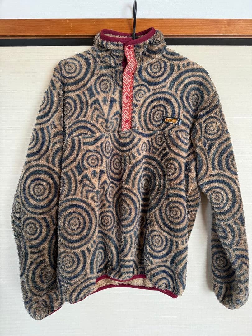 KAPITAL MAZE Pattern Fleece Snap T-shirt Beige 1