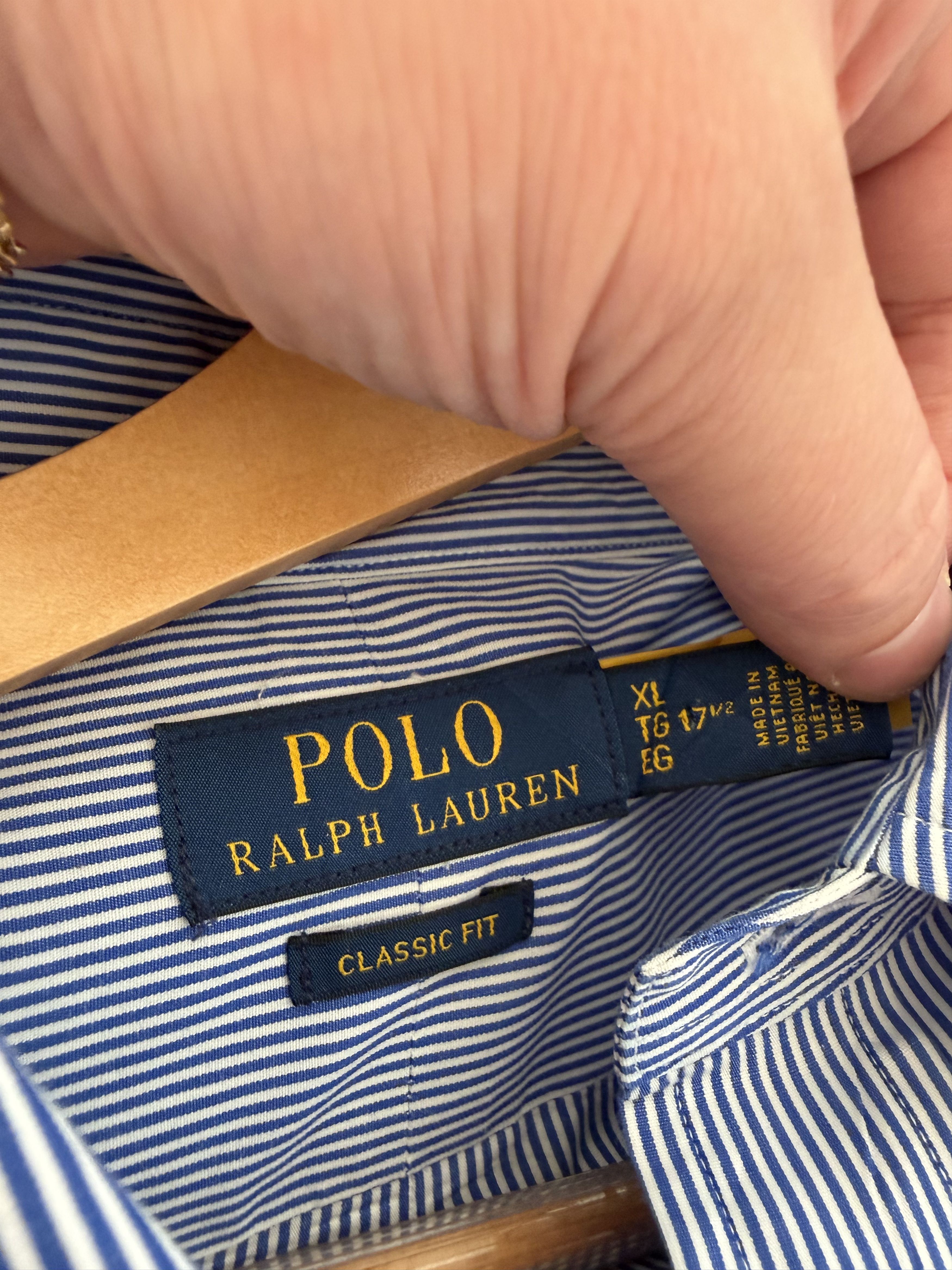 Polo Ralph Lauren Polo Classic Fit Blue Stripe Button Down Shirt XL 17.5 Size US XL / EU 56 / 4 - 4 Thumbnail