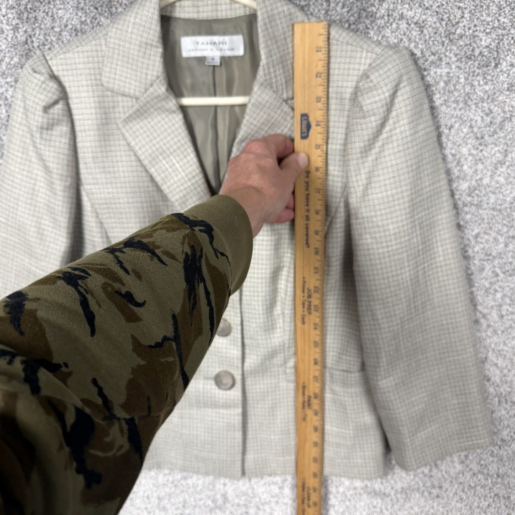 Vintage Tahari Arthur S. Levine Blazer Women 8 Beige Check Suit Jacket Vintage No Size M / US 6-8 / IT 42-44 - 2 Thumbnail