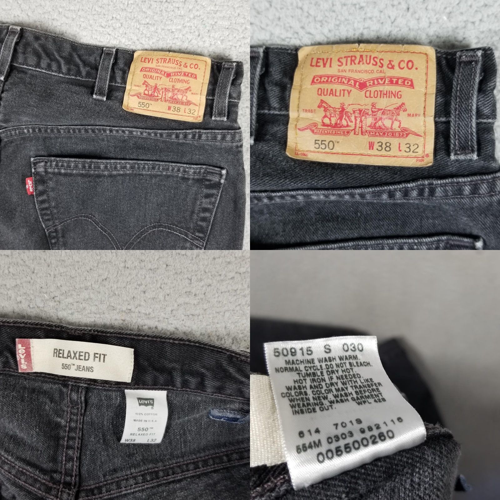 Levi's VINTAGE Levi's 550 Jeans Mens 38x32 Relaxed Fit Tapered Leg Made USA 90s Y2K Charcoal Wash Men’s Jeans Size US 38 / EU 54 - 8 Thumbnail