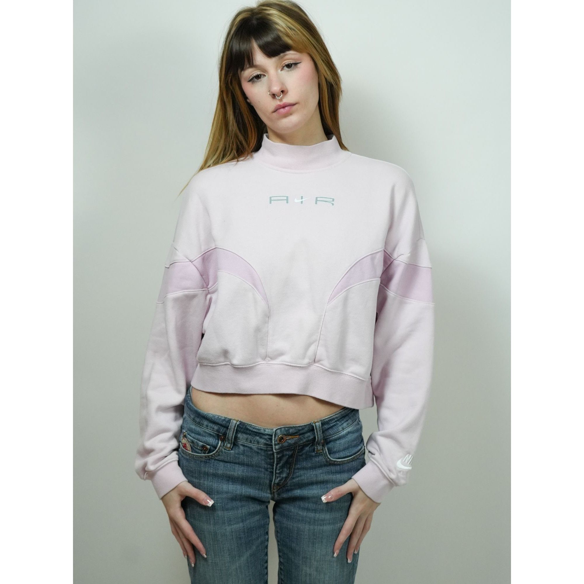 Nike Vintage Nike Pink Cropped Half Turtleneck Sweatshirt Size M / US 6-8 / IT 42-44 - 6 Thumbnail