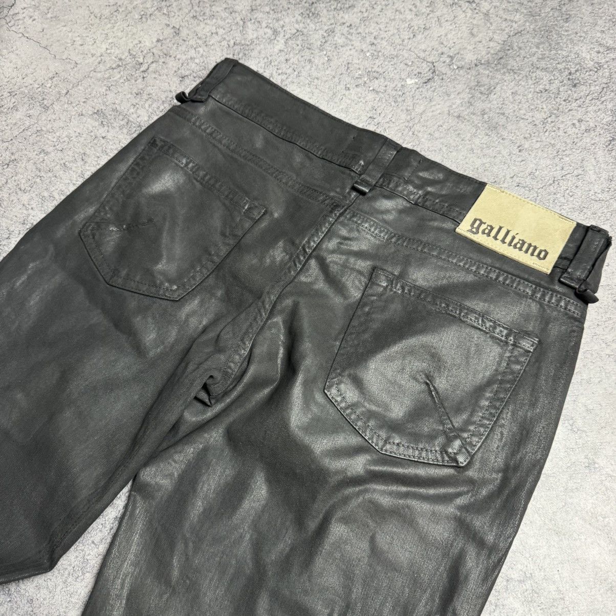 John Galliano NEW Galliano Y2K 00s Rare Waxed Pants Size 29" - 6 Thumbnail