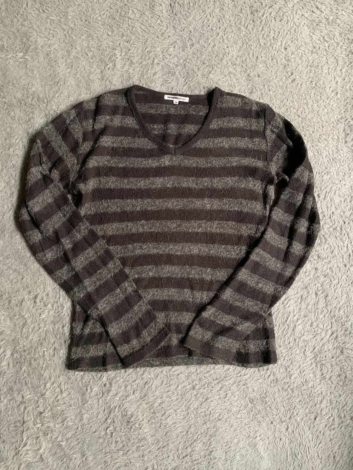 Japanese Brand Vintage Semantic Design Grunge Mohair Stripe Knit erd Size US M / EU 48-50 / 2 - 1 Thumbnail