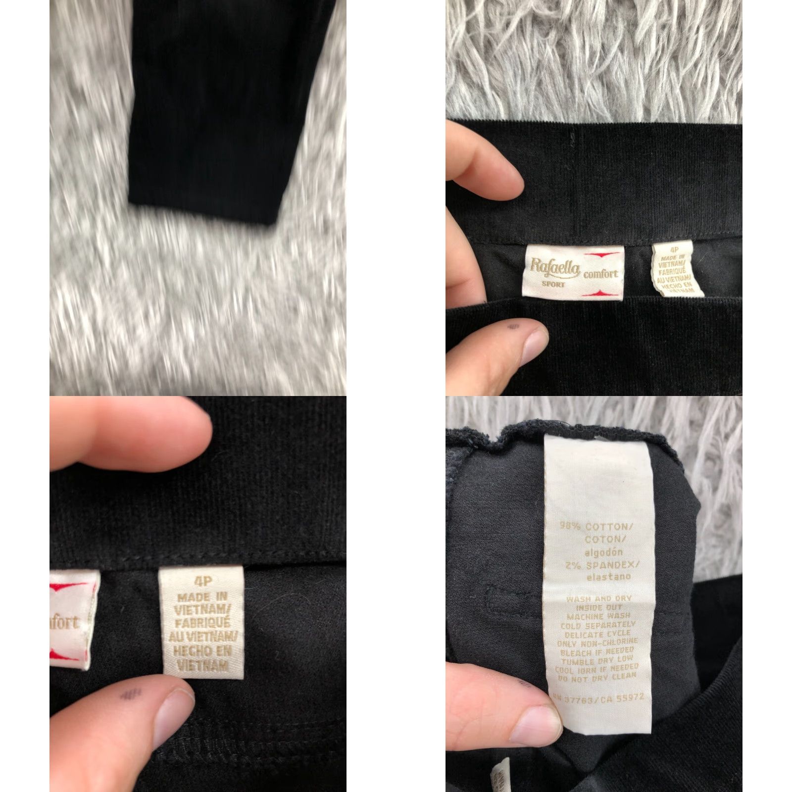 Vintage Rafaella Sport Comfort Pull On Pants Womens 4P Petite Black Straight Leg pants Mid Rise Dress Pants Knit Polyester Flat Front 28W Inseam 29in Size 27" / US 4 / IT 40 - 8 Thumbnail