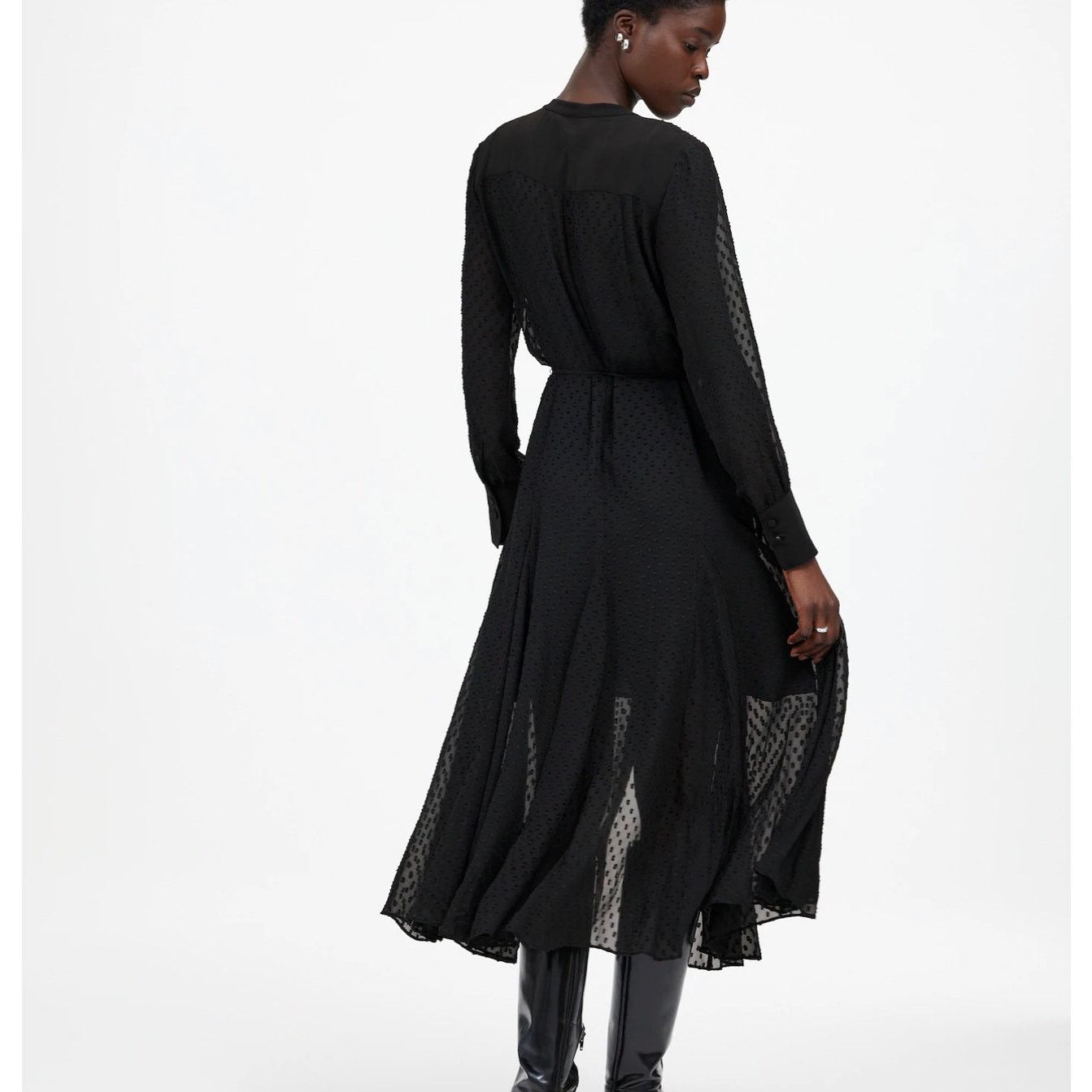 Madewell NWT Madewell Tie-Waist Midi Dress in Clip Dot Black Size XS Size XS / US 0-2 / IT 36-38 - 2 Thumbnail